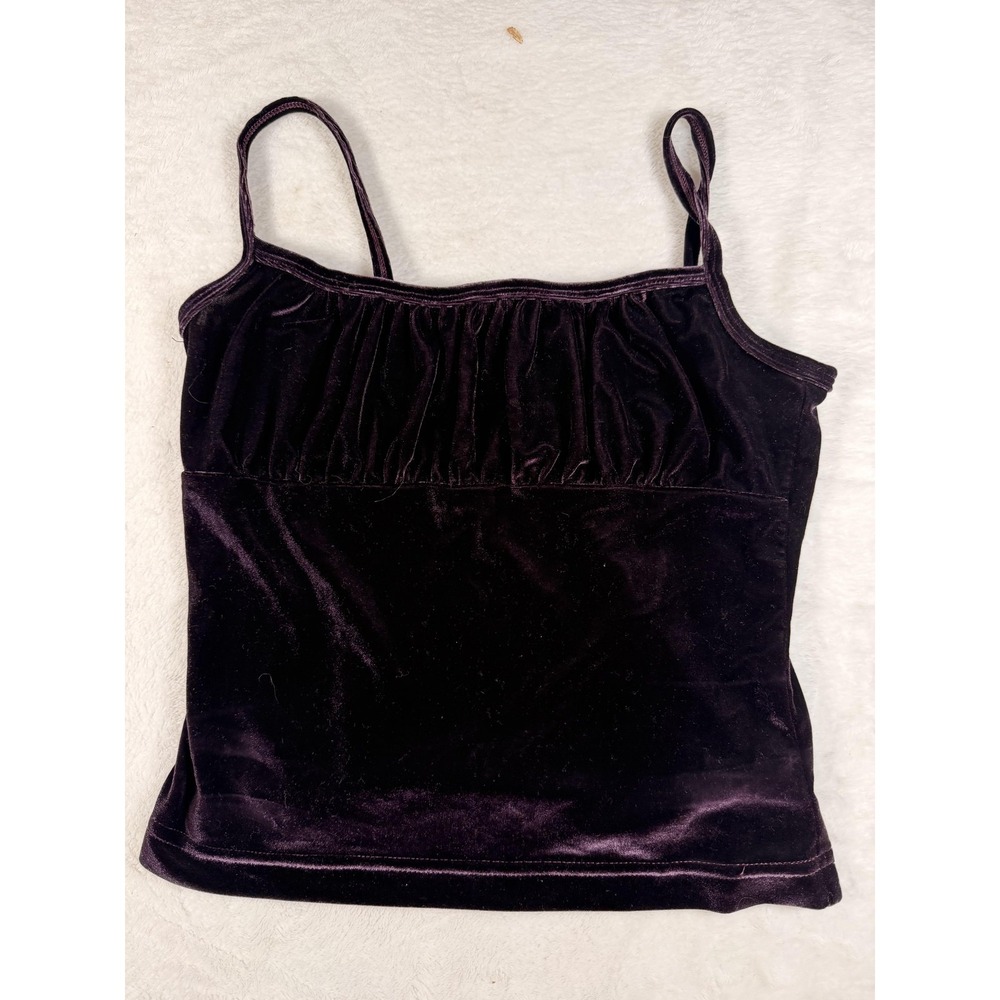 Nextera Camisole Tank Womens Small Purple Velvet Scoop Neck Strappy Casual Top